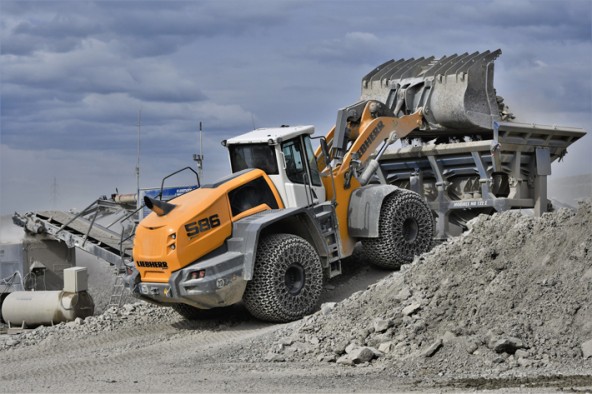 Liebherr wheel loader in material handling operation
