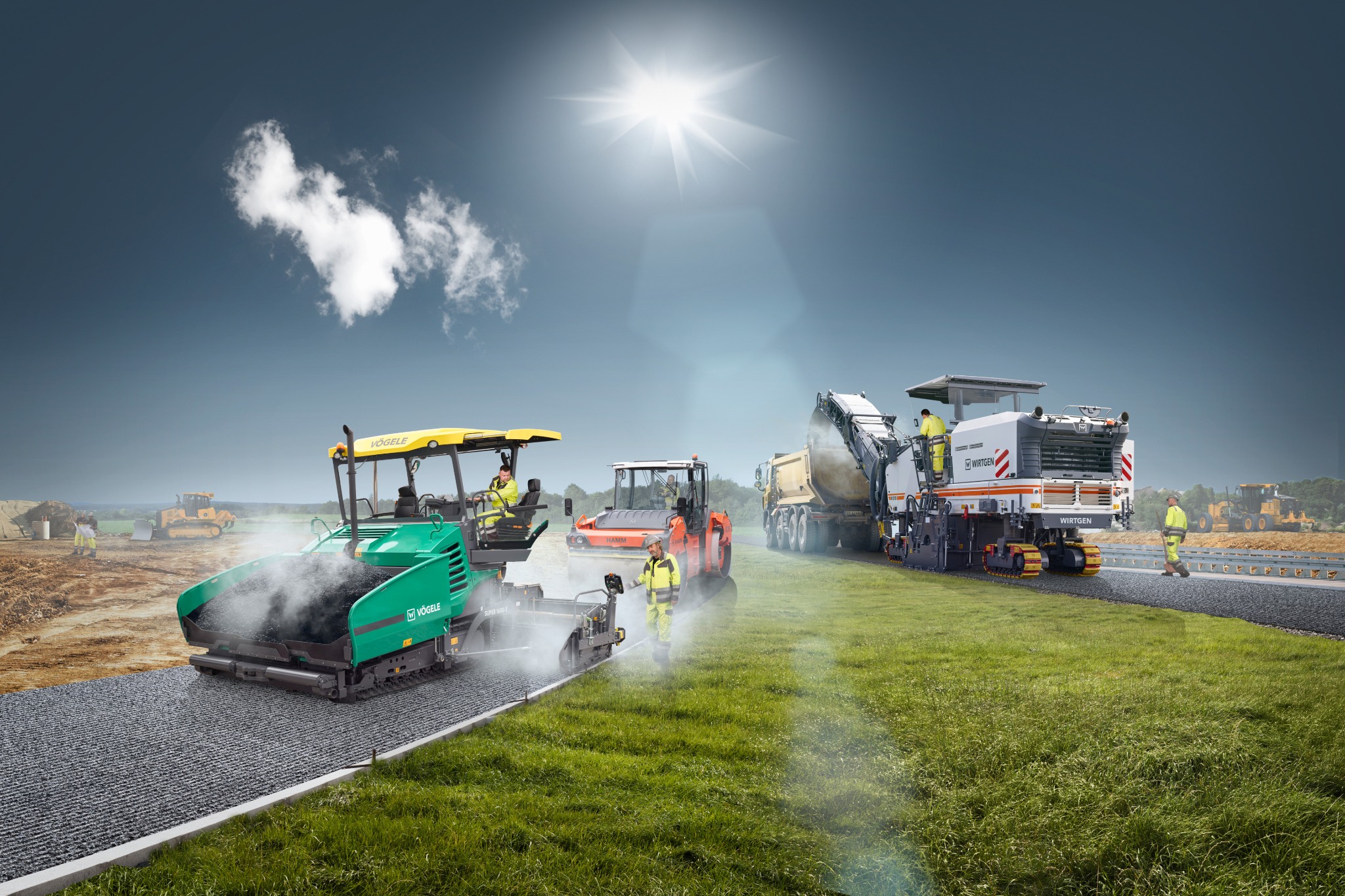 Integrated road construction equipment